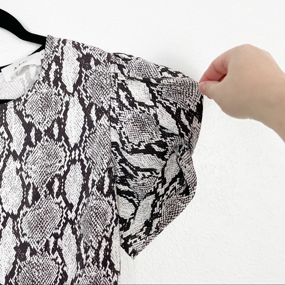 A.L.C. Brinley Snake Printed Short Sleeve Puff Mini Dress Casual Cocktail Party - Picture 5 of 7